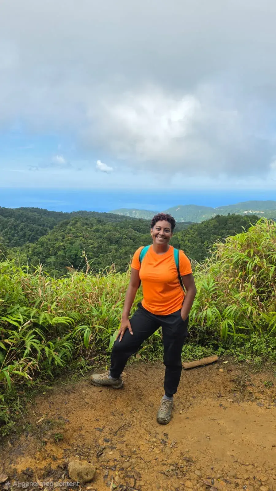 Panoramic mountain and sea views from the Boiling Lake trail
