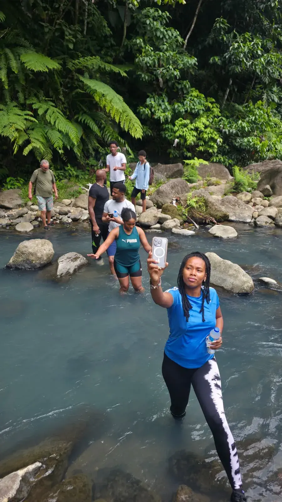 Group in the river pool near Victoria Falls