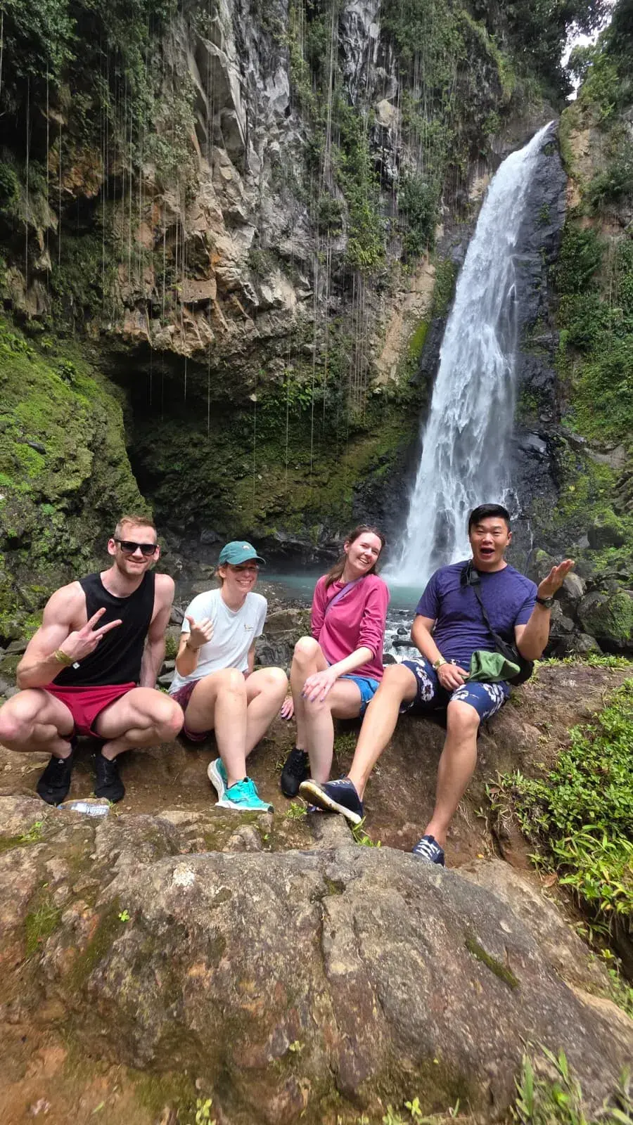 Guests at Victoria Falls and its turquoise plunge pool in Dominica