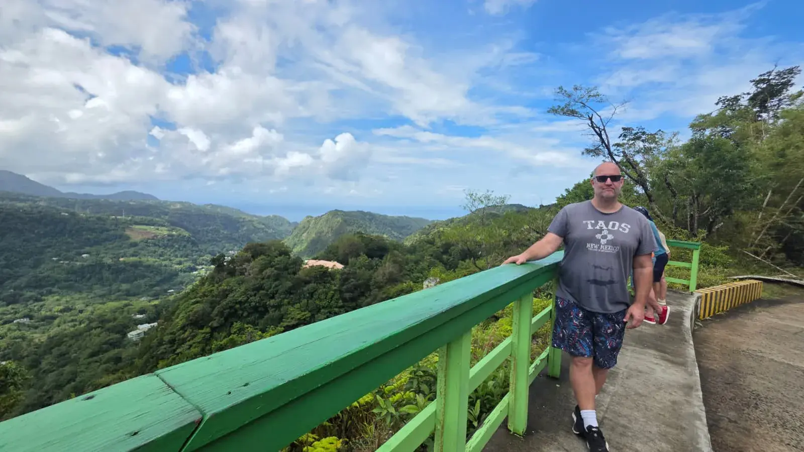 Mountain valley view from a rainforest bridge